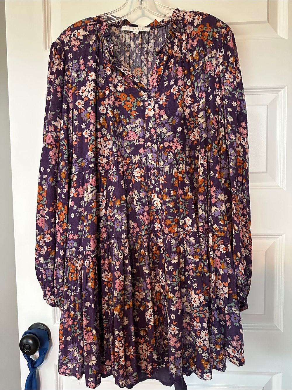 Karlie Purple Floral Tiered Dress size M